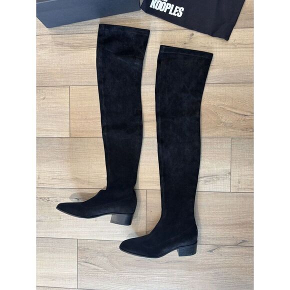 The Kooples Black Stretch Over The Knee LEATHER THIGH-HIGH BOOTS Women’s 36 /5.5 - Picture 5 of 12